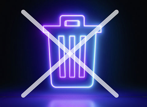 Durchgestrichener Mülleimer